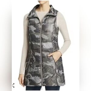 Evereve Anorak Fillmore Camo Print Long Down Puffer Vest Size Medium